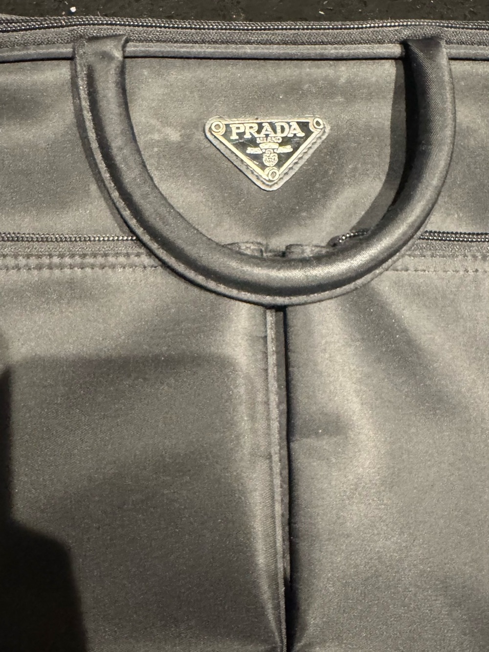 logo(not)Black Nylon Laptop Briefcase with Triangular Logo